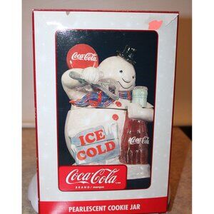 Cookie Jar - Pearlescent Snowman with Bottle of Coke